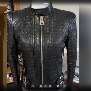 Escada Textured Black Leather Jacket